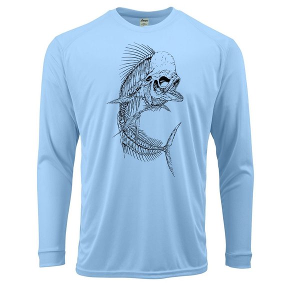 Shirts | Mahi Fish Skeleton Long Sleeve Upf 5 Tshirt Fishing Boat Sport ...